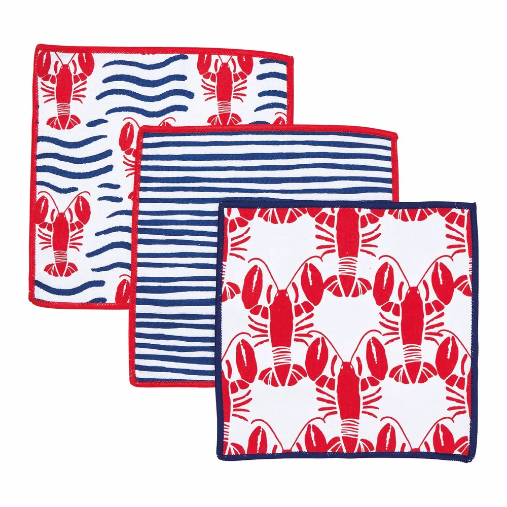 Lobster Waves Eco Dish Cloth (Set of 3)