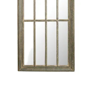 Arched Windowpane Wall Mirror - Gray 4