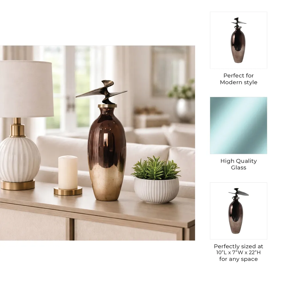 CEDARFORD BRONZE GLASS VASE 22 (IN)