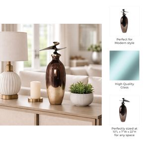 CEDARFORD BRONZE GLASS VASE 22 (IN) 10