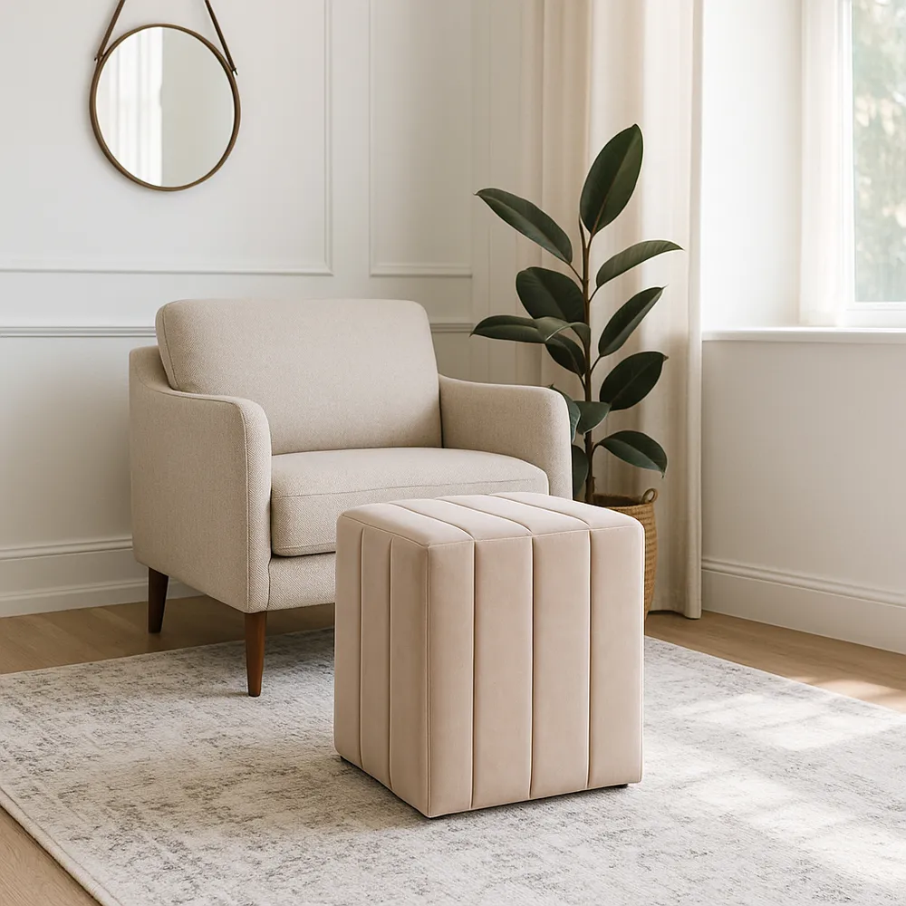 BRAECLIFF TAN OTTOMAN 19 (IN)