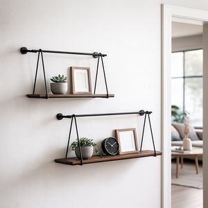 FULTONLEY SET OF 2 BROWN WALL SHELF 14 (IN) 9