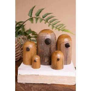 Set of 5 Teakwood Bird Sculptures 3
