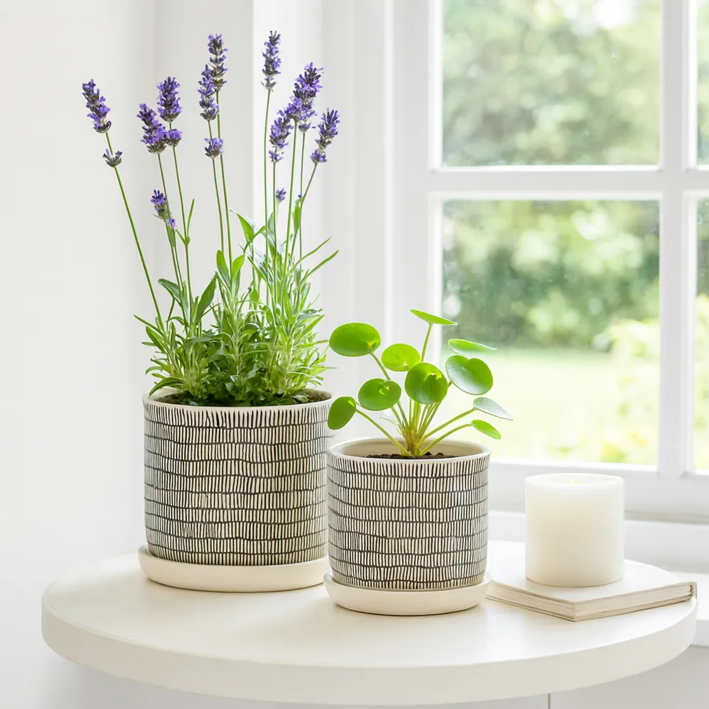 HOUSTONLAKE SET OF 2 IVORY PLANTER 7 (IN)