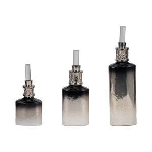 HOUSTONCROSS SET OF 3 SILVER GLASS VASES 17 (IN) 4