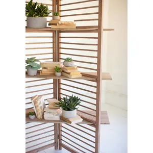 Folding Wooden Screen with Three Shelves 3