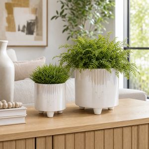 BISHOPTON SET OF 2 IVORY PLANTER 8 (IN) 2