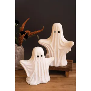 Set of 2 Cement Halloween Ghosts 1