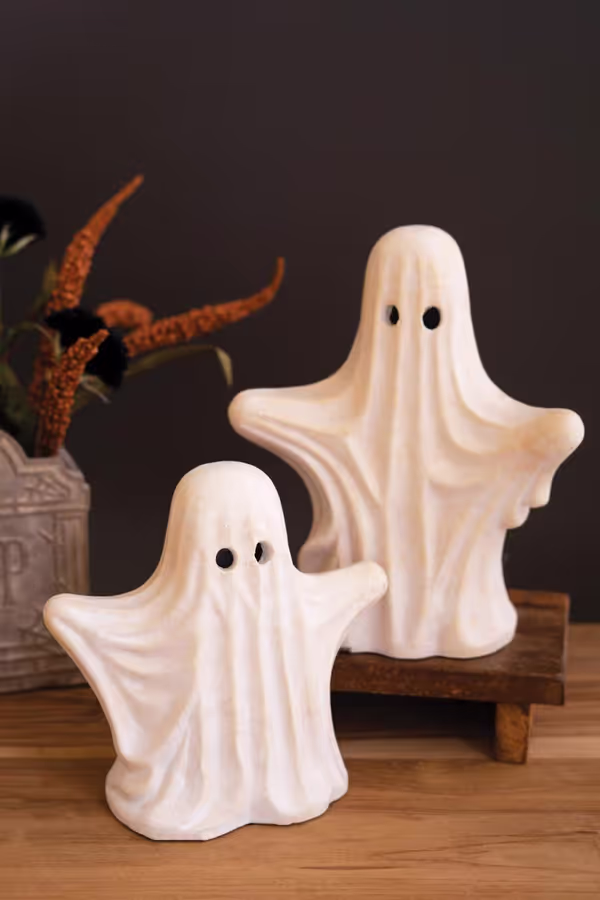 Set of 2 Cement Halloween Ghosts