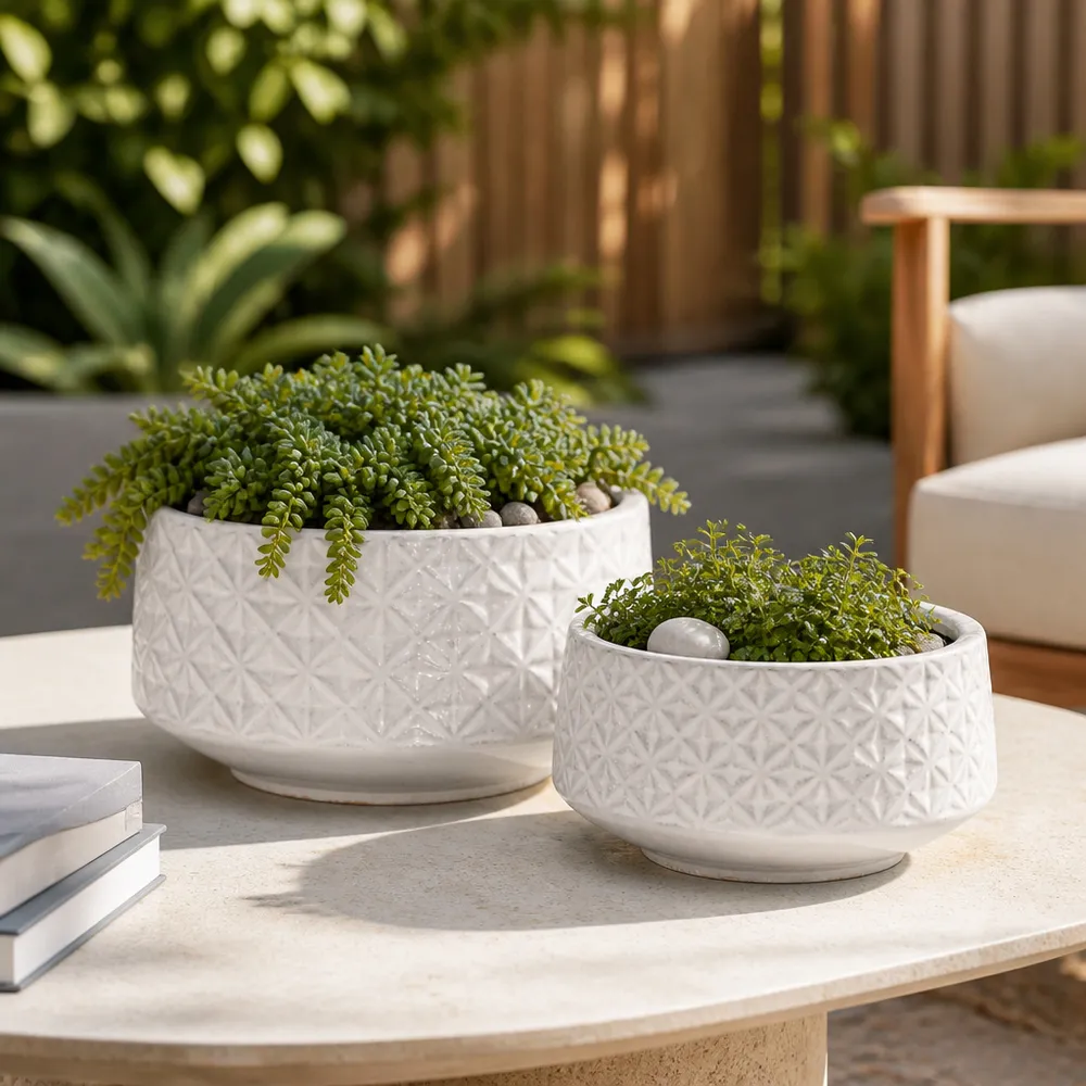 ALICEWORTH SET OF 2 WHITE PLANTER 11 (IN)