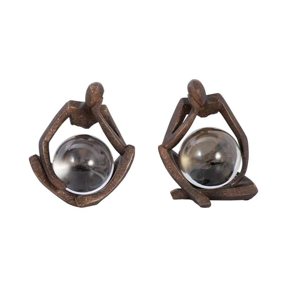 CLIFTONRUN SET OF 2 BLACK ORBS 8 (IN)