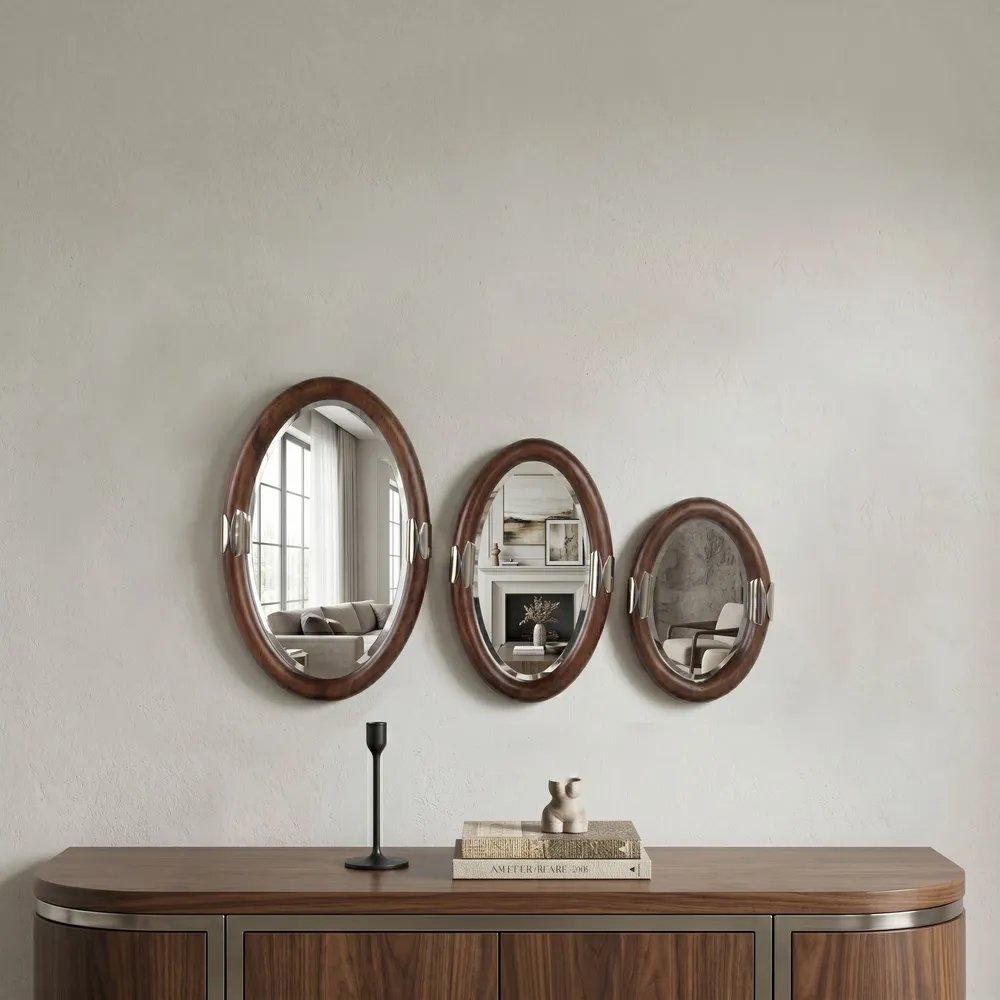 HATTONLEY SET OF 3 BROWN MIRRORS 22 (IN)