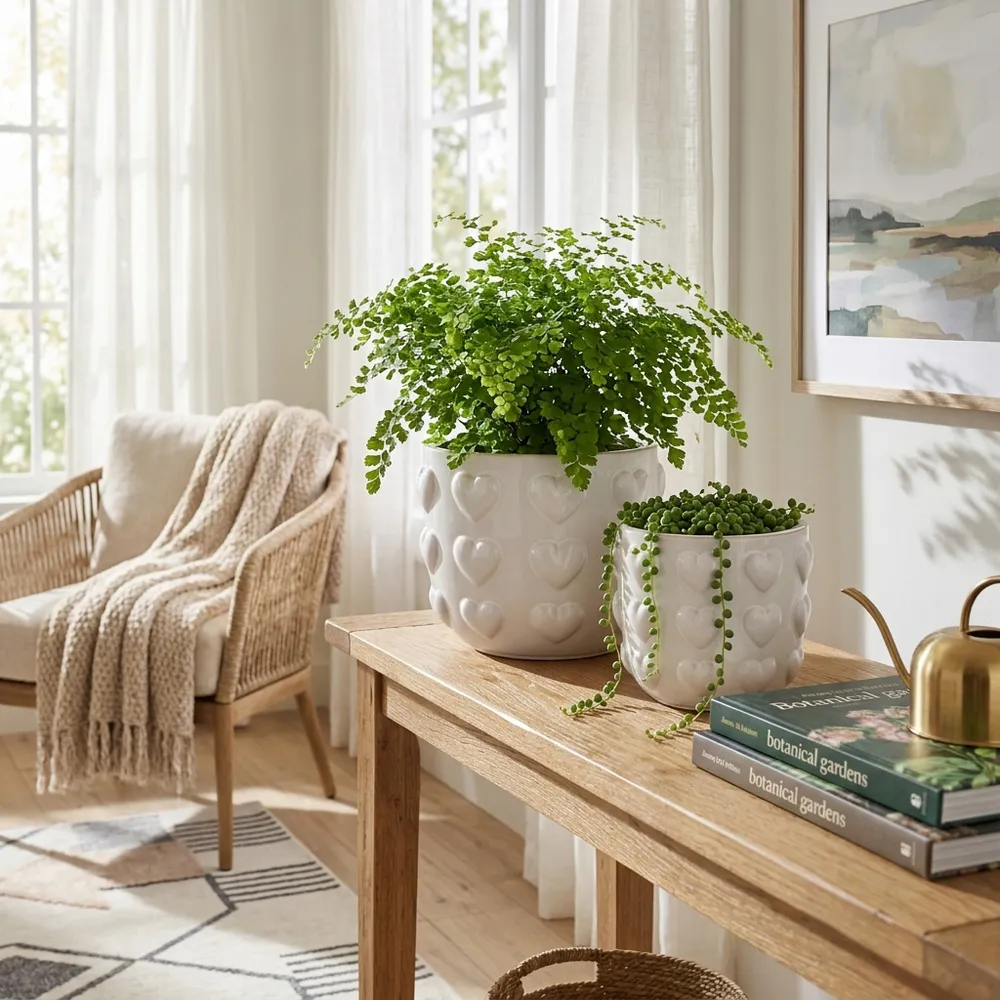 DRAPEROAK SET OF 2 IVORY PLANTER 10 (IN)