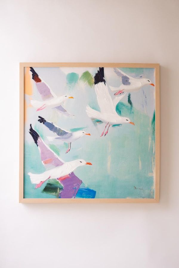 Framed Seagulls Painting