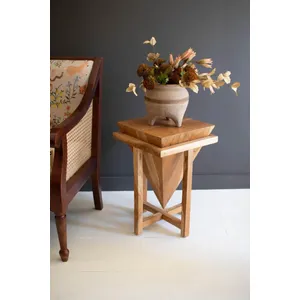 Teakwood Pyramid Side Table 1