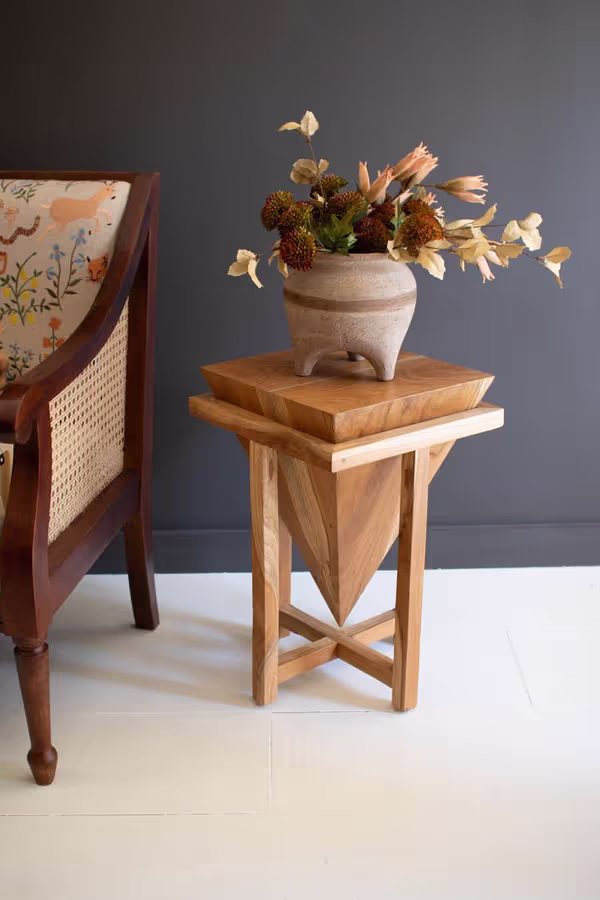 Teakwood Pyramid Side Table