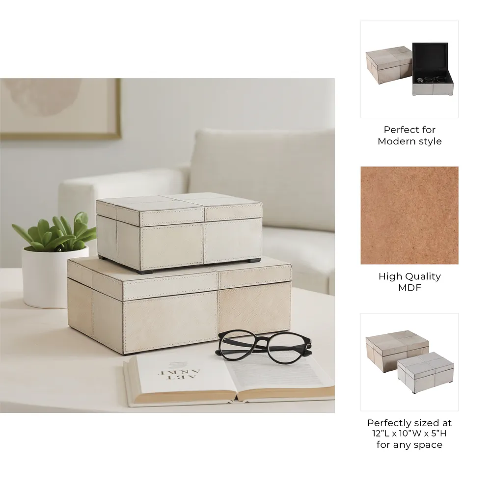 ESSEXLAND SET OF 2 IVORY BOXES 6 (IN)