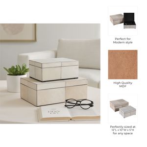 ESSEXLAND SET OF 2 IVORY BOXES 6 (IN) 11