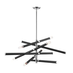 Crosspiece 39'' Wide 6-Light Chandelier - Black 1