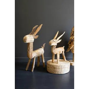 Set of 2 Rustic Teak Reindeer 4