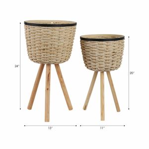 HALSEYBURN SET OF 2 WHITE PLANTER 23 (IN) 9