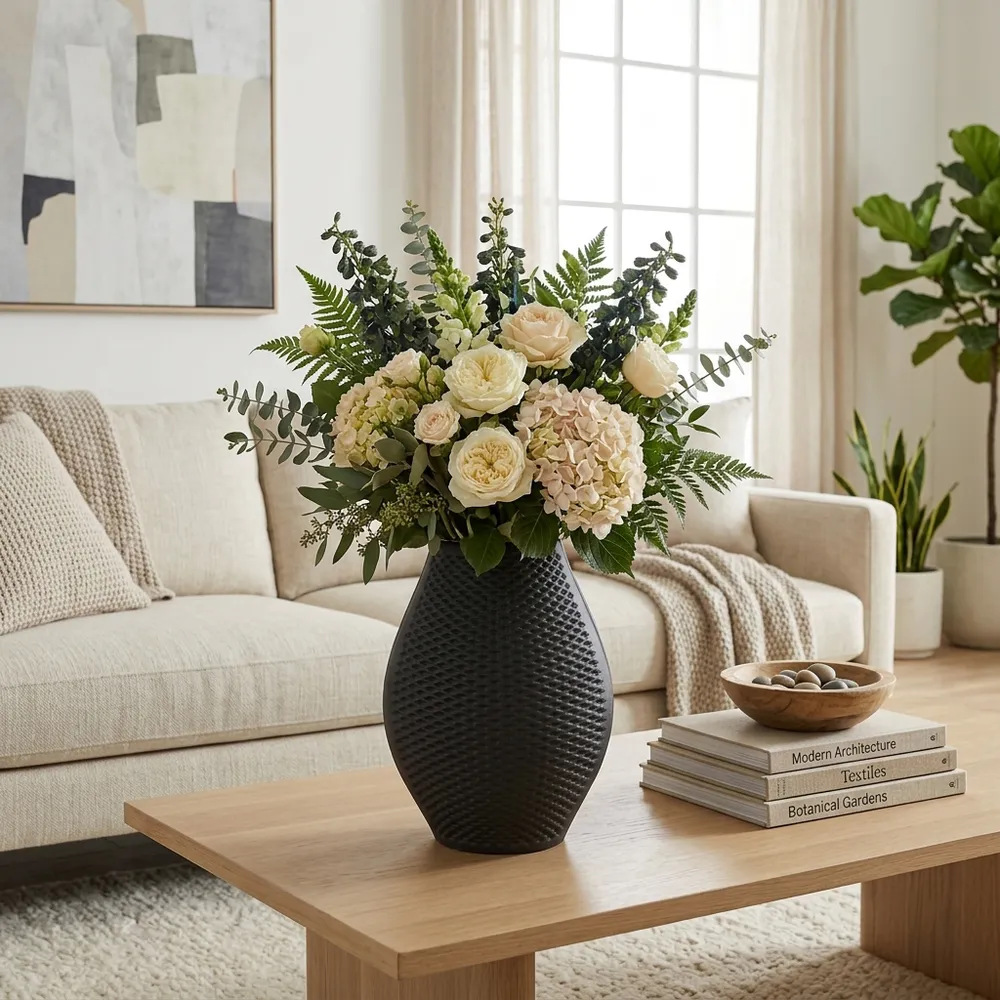 SKYLERSIDE BLACK VASE 15 (IN)