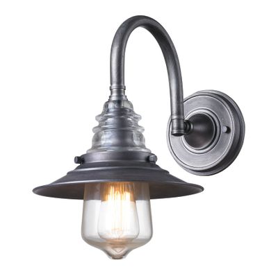 Insulator Glass 14″ High 1-Light Sconce - Weathered Zinc