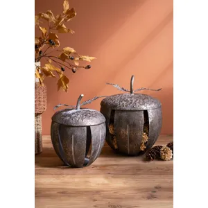 Set of 2 Rustic Metal Acorn Containers 1