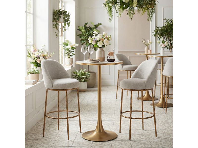 Nordhavn Swivel Barstool Beige & Gold 10