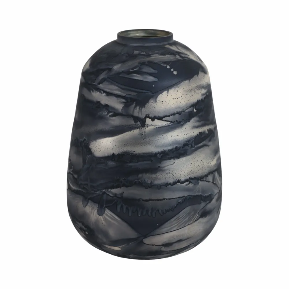CLYDEBURN BLUE GLASS VASE 12 (IN)