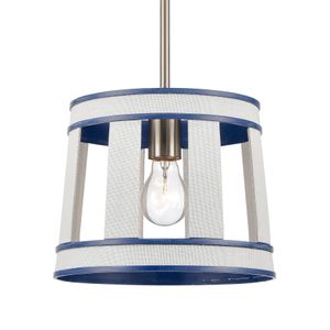 White Burlap 10'' Wide 1-Light Mini Pendant - Ocean Blue 4