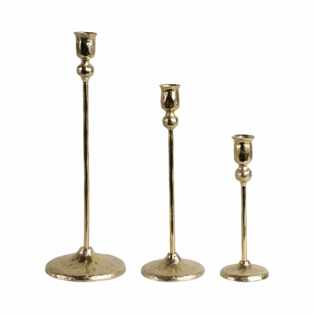 BAKERHAM GOLD CANDLE HOLDER 9 (IN)