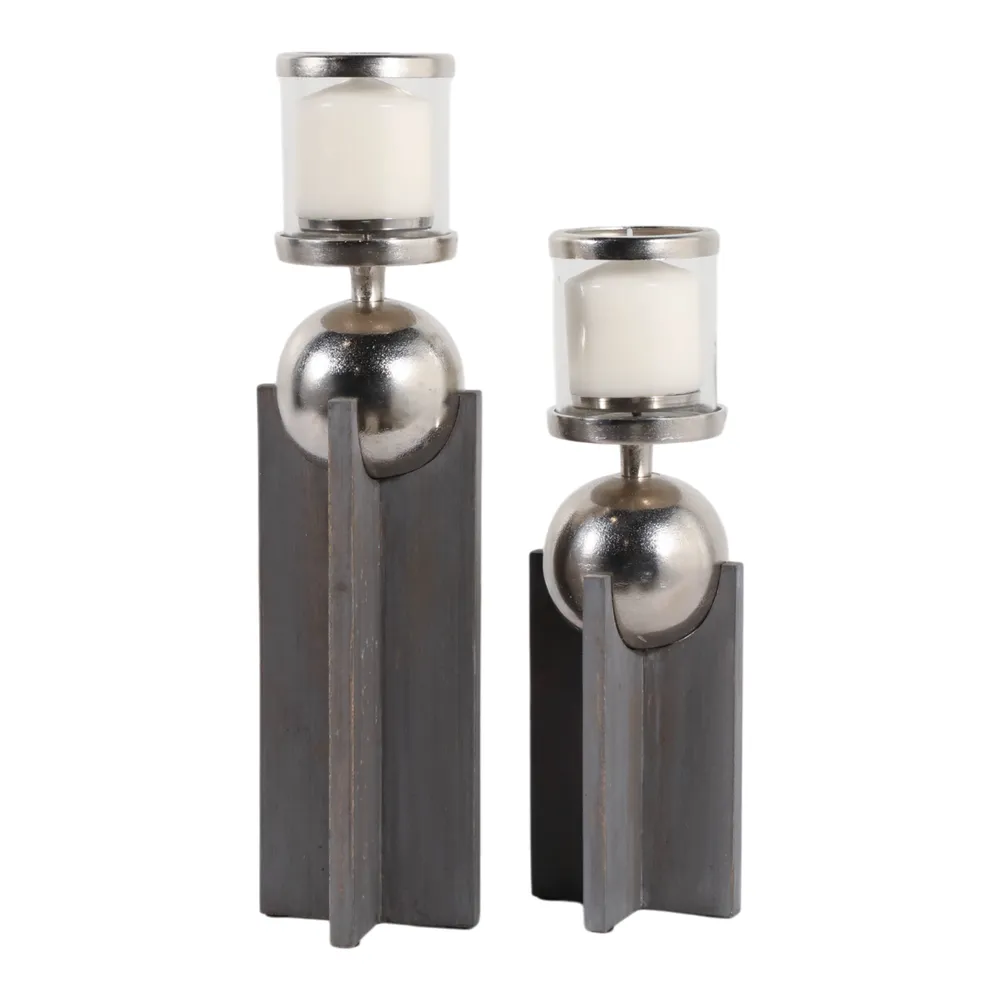 HAVENWORTH SET OF 2 GRAY CANDLE HOLDER 19 (IN)