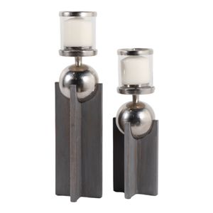 HAVENWORTH SET OF 2 GRAY CANDLE HOLDER 19 (IN) 3