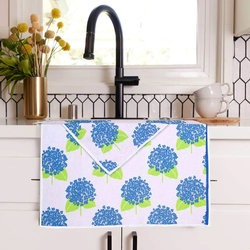 Hydrangea White Eco Kitchen Tea Towel