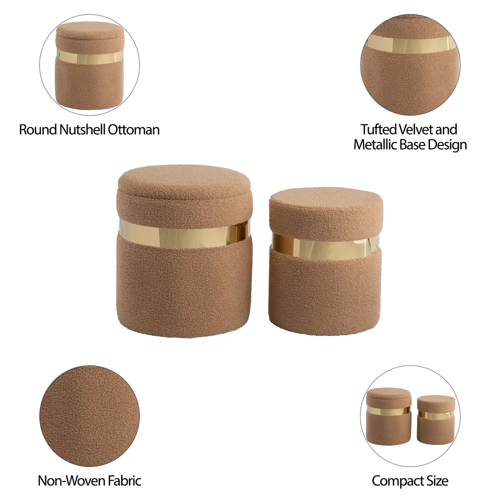 GORDENRIDGE SET OF 2 TAN OTTOMANS 18 (IN)