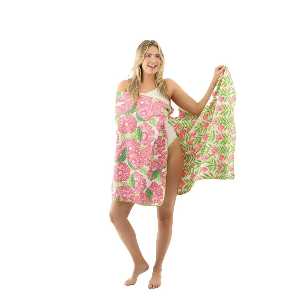 Pink Papaver Reversible Eco Beach Towel