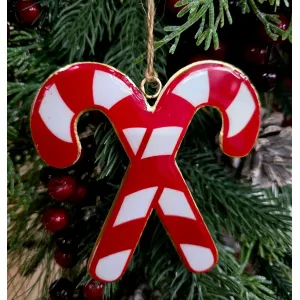 Double Candy Cane Ornament 4x4in 1