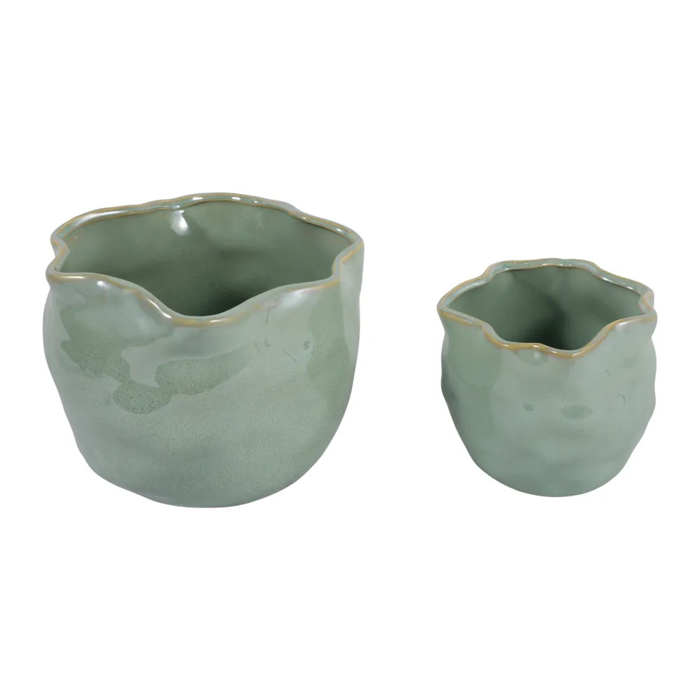 DRAPERSTONE SET OF 2 GREEN PLANTER 6 (IN)