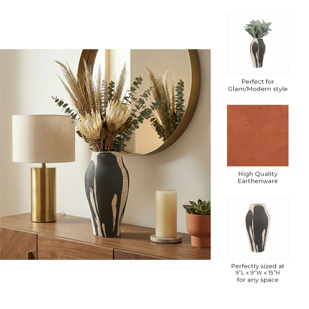 HESTONHAM BLACK VASE 15 (IN)
