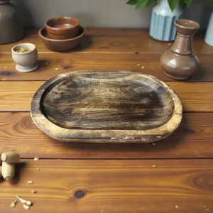 Dark Wood Oval Tray 12x8x1in 1