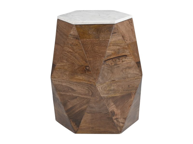Bisel Side Table White & Walnut 3