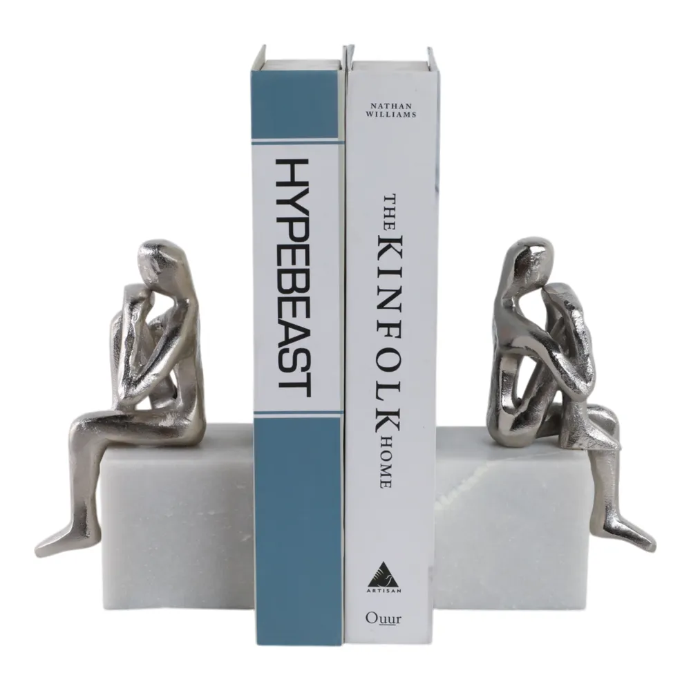 HARPERSHAW SET OF 2 SILVER BOOKENDS 8 (IN)