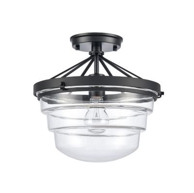 Boyer 12″ Wide 1-Light Semi Flush Mount - Matte Black