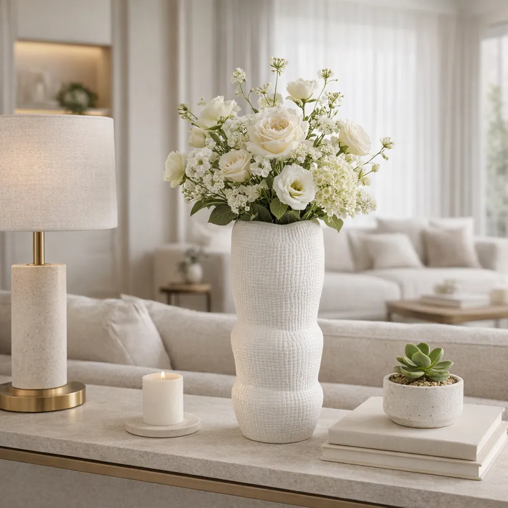 REGANWIND WHITE VASE 12 (IN)