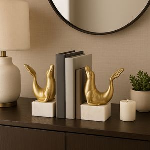 ELMONTWICK SET OF 2 GOLD BOOKENDS 8 (IN) 11