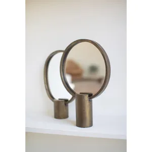 Set of 2 Antique Gold Tabletop Mirrors 5