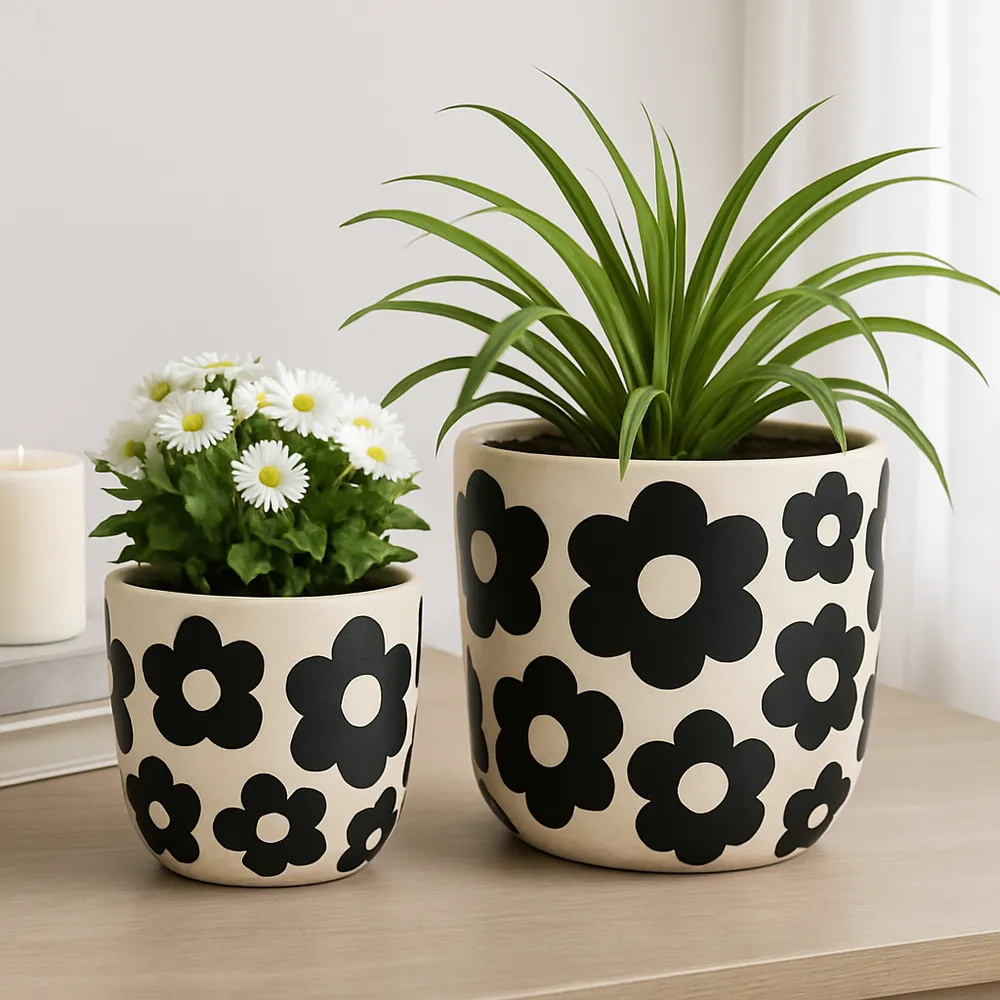 AXELGROVE SET OF 2 BLACK PLANTER 8 (IN)