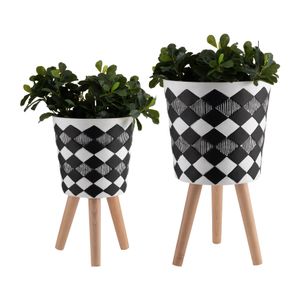 GLASTONCREST SET OF 2 BLACK PLANTER 21 (IN) 4