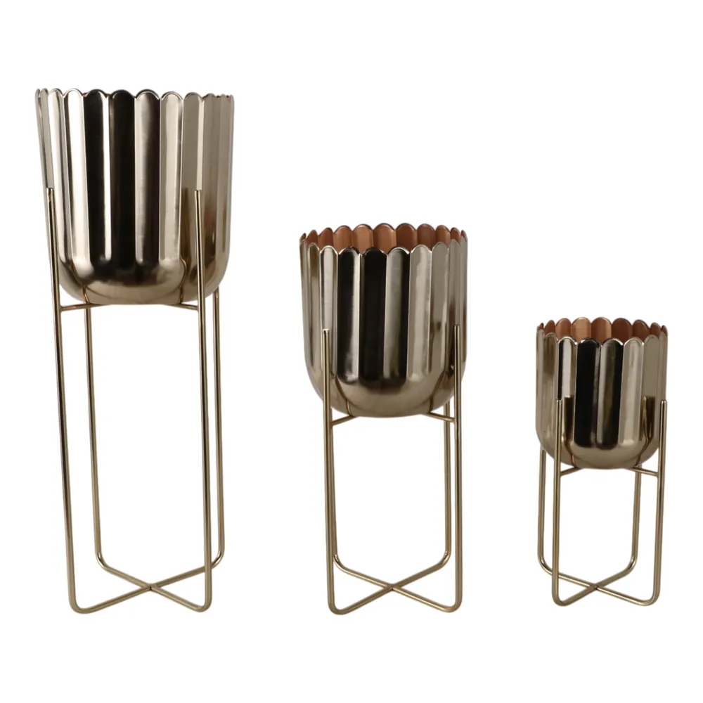 ANSELBEACH SET OF 3 GOLD PLANTER 27 (IN)